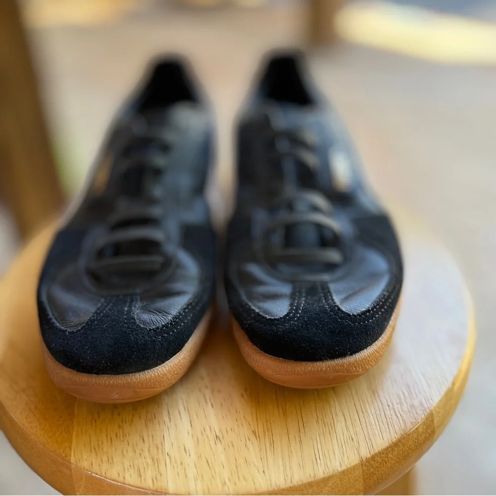 Puma Palermo Black &‎ White Leather Sneakers with Gum Sole